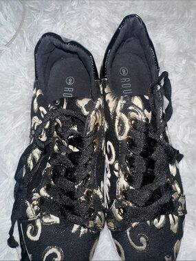 Rouge! Black and Gold Lace-Up Sneakers